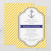 Anker geel nautische bruiloft repetitie diner kaart (Voorkant / Achterkant)
