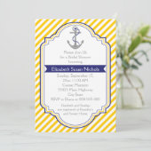 Anker geel wit nautische bruiloft vrijgezellenfees kaart (Staand voorkant)