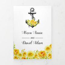  anker gele bloemen nautisch huwelijk