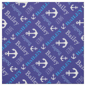 Anker gepersonaliseerde naam blauwe nautische teks stof (Swatch)