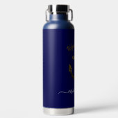 Anker Goud glinstert navyblauw Aangepaste naam tek Waterfles (Voorkant)