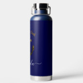 Anker Goud glinstert navyblauw Aangepaste naam tek Waterfles (Achterkant)
