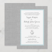 Anker Grey Burlap Beach bruiloft Kaart (Voorkant / Achterkant)