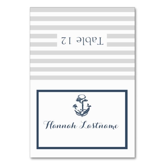 Anker Grijs en Navy Blue Nautische Zitplaatsen Kaa Kaart (Voorkant)