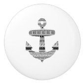 Anker Grijze Tribal Stripes Nautische Lade knop (Voorkant)