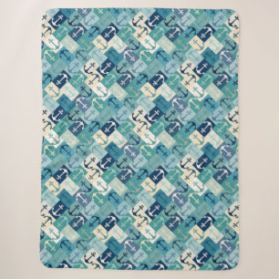 anker herringbone blauw sherpa deken