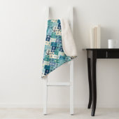 anker herringbone blauw sherpa deken (In situ)