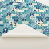 anker herringbone blauw sherpa deken (3/4)
