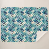 anker herringbone blauw sherpa deken (Voorkant (horizontaal))