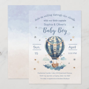 Anker Hete Luchtballon Jongen Baby shower Waterver Kaart