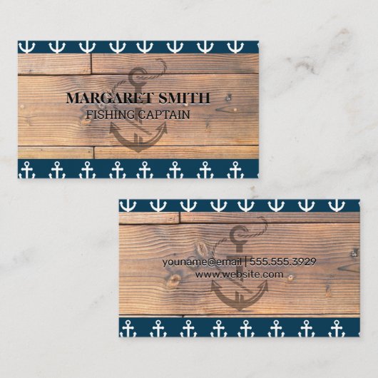 Anker Icoon | Houten Panelen Visitekaartje (Voorkant / Achterkant)