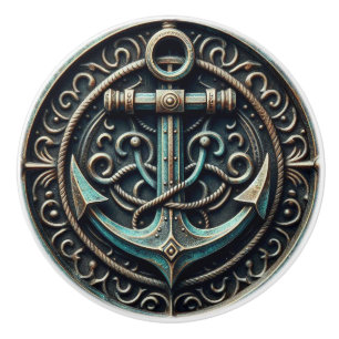Anker IJzer en Patina Nautical Keramische Knop