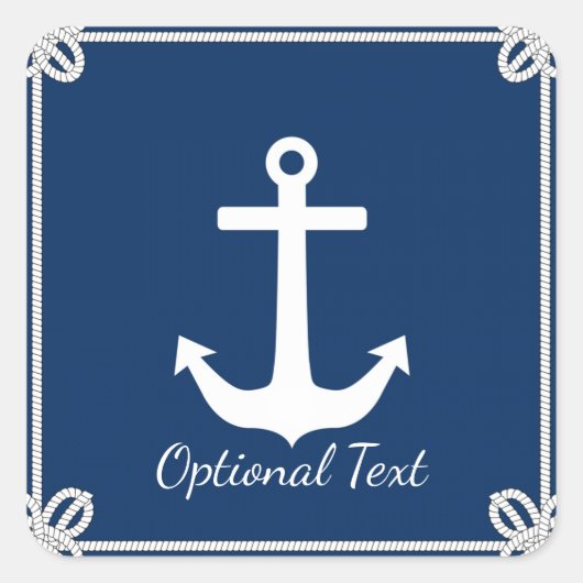 Anker in Lijst Nautisch Vierkante Sticker (Voorkant)