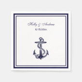Anker in marineblauw omlijst 2 servetten (Voorkant)