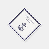 Anker in marineblauw omlijst 2 servetten (Hoek)