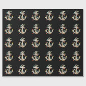 Anker Kerst Xmas Lichtjes Zeil Cruise Boot Cadeaupapier (Vlak)