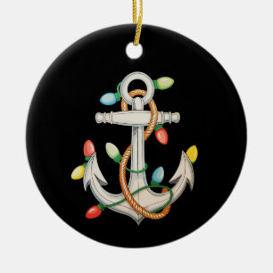 Anker Kerst Xmas Lichtjes Zeilvaart Cruise Boot Keramisch Ornament