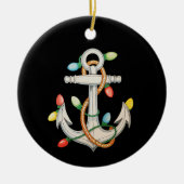 Anker Kerstmis Kerstverlichting Zeilboot Keramisch Ornament (Voorkant)