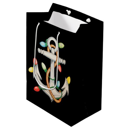 Anker Kerstmis Kerstverlichting Zeilboot Medium Cadeauzakje (Voorkant Gekanteld)