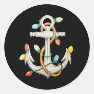 Anker Kerstmis Kerstverlichting Zeilboot Ronde Sticker