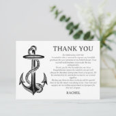 Anker Klasse Nautisch Strand Thema Bruidsfeest Bedankkaart (Staand voorkant)
