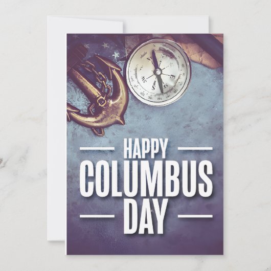 Anker & Kompas - Columbus Day Kaart (Voorkant)