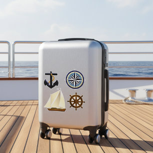 Anker, Kompas Roos, Boot en Scheepshelm Sticker