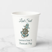 Anker Laatste Zeil Bruidsfeest Naam Papieren Bekers (Voorkant)
