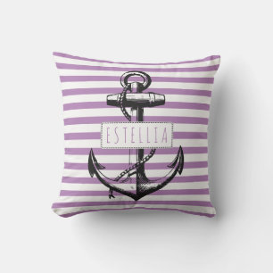  anker lavendel gestreept patroon nautisch buitenkussen