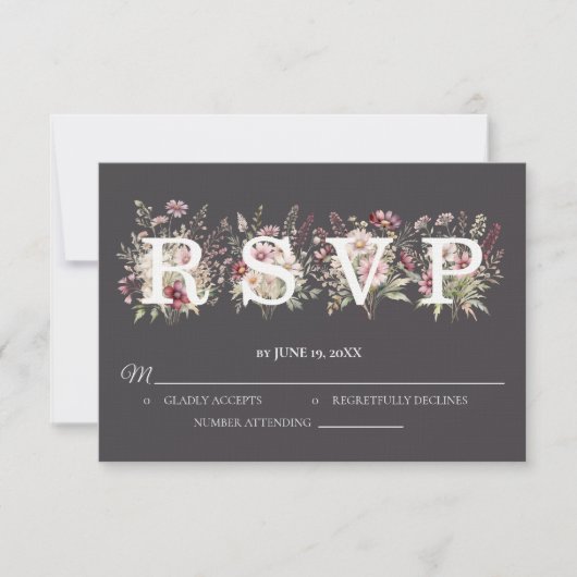 Anker Lente Bloem Bruiloft RSVP kaart (Voorkant)