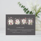 Anker Lente Bloem Bruiloft RSVP kaart (Staand voorkant)