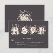 Anker Lente Bloem Bruiloft RSVP kaart (Voorkant / Achterkant)
