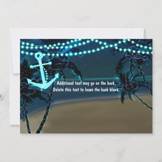 Anker Lichten & Palm Bomen Bruiloft Uitnodigingen (Achterkant)