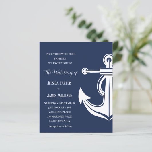 Anker Marine Blauw Nautische Strand Boot Bruiloft (Staand voorkant)