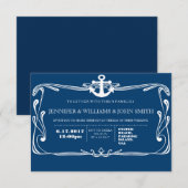 Anker Marine Blauwe Bestemming Huwelijksuitnodigin Kaart (Voorkant / Achterkant)