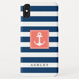 Anker Marine Strepen Patroon Monogram Naam Case-Mate iPhone Case
