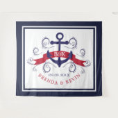 Anker marineblauw en rood-nautisch bootanker wandkleed (Voorkant (horizontaal))