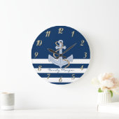 Anker Marineblauw Gestreepd Grote Klok (Huis)