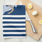 Anker Marineblauw Gestreepd Theedoek (Quarter Fold)