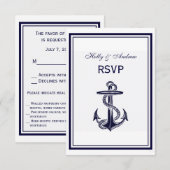 Anker Marineblauw Omlijst 2V RSVP Menu (Voorkant / Achterkant)