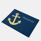 Anker met Blauw en Geel Chevron Patroon Deurmat (Schuin)