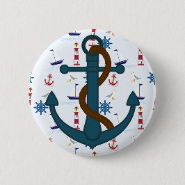 Anker met blauwe vuurtoren, Pinback Button
