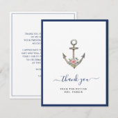Anker met bloemen Bruidsdouche plat  Bedankkaart (Voorkant / Achterkant)