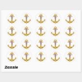 Anker met bloemen ronde sticker (Vel)