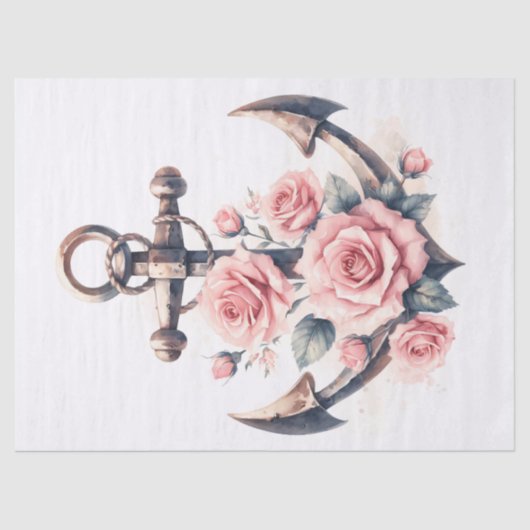 Anker met Blush Pink Roses Decoupage Tissuepapier (Voorkant)