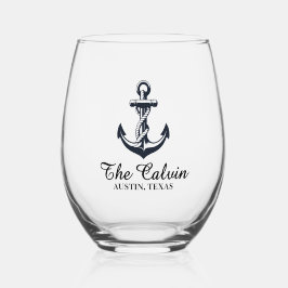 Anker met bootlijn wijnglas zonder voet
