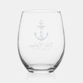 Anker met bootlijn wijnglas zonder voet (Achterkant)