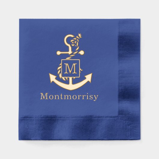 Anker met gekonfijte Initiaal naam monogram Folie Servetten (Voorkant)