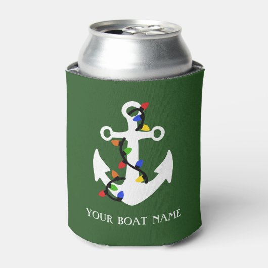 Anker met kerstlampjes blikjeskoeler (Blikje Voorkant)