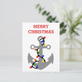 Anker met kerstlampjes briefkaart (Staand voorkant)